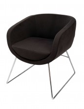 Splash Cube Waiting Chair. Chrome Sled Base. Charcoal Fabric